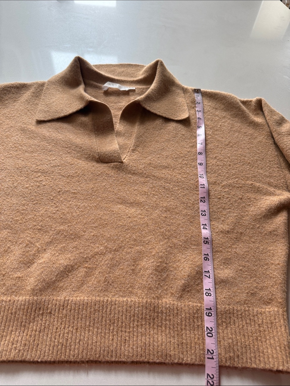 ASTR the Label Cropped Collared Polo Pullover Sweater, Camel, Size XL - Picture 7 of 7